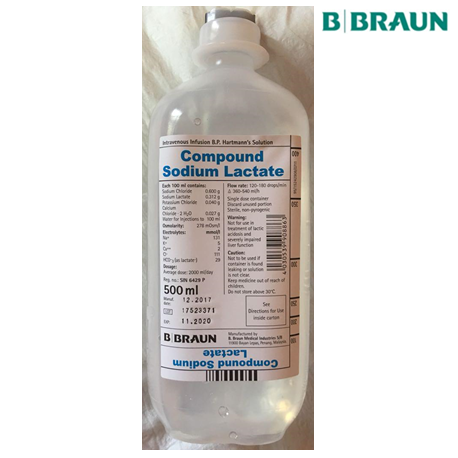 B Braun Compound Sodium Lactate EP, 500ml SG (Hartmann Solution),10bottels/carton